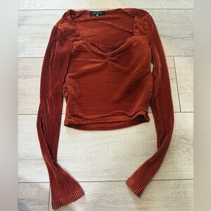 Ribbed Long Sleeve Blouse